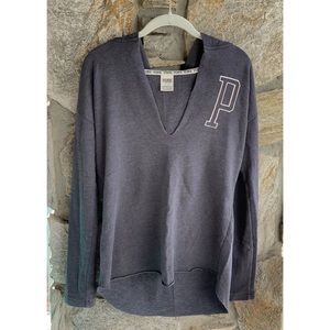 VS Pink Charcoal Grey V Neck Hoodie